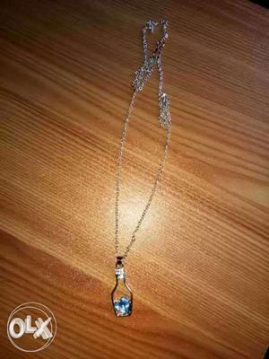 Silver-colored Chain Necklace With Bottle Shape Pendant