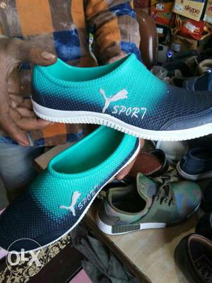 Teal-and-black Puma Sport Slip-on Shoes