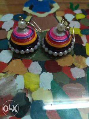 Two Multicolored Beaded Jhumka Earrings