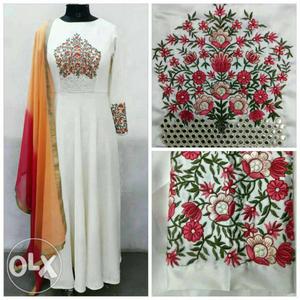 White And Red Floral Abaya Dress Collage