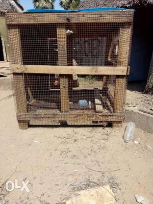 Brown And Beige Wooden Pet Cage