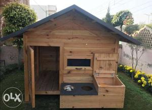 Brown And Black Pet House wooden fiber