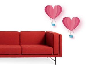 Delbrug Fabric & Metal Three Seater Sofa In Red Color