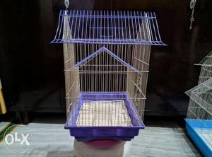 Purple And White Steel Pet Cage