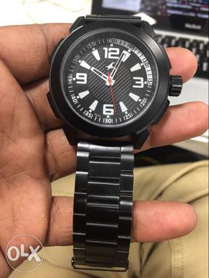 3 months new Fastrack metal black watch for men