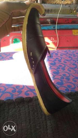 Black Laether Slip On Shoes