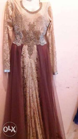 Brown And Red Anarkali Traditional Dress