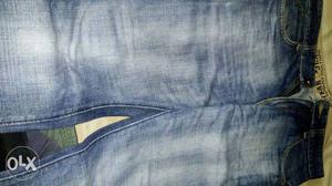 One jeans and one track pant branded