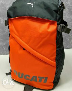Orange And Black Ducati Backpack