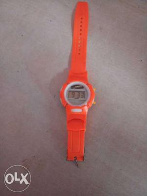 Orange And White Digital Watch