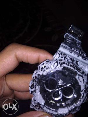 Round Gray And Black G-Shock Digital Watch