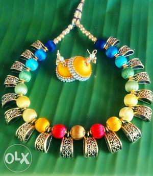 Silk Thread Multicoloured Necklace n Earrings