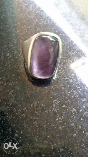 Silver-colored Purple Gem Ring