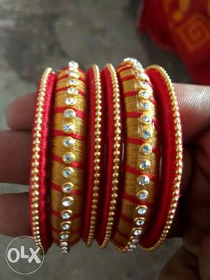 Two Brown-and-pink Chura Bangles Bracelets