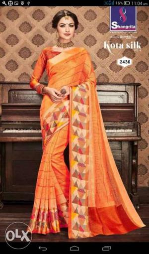 Women's Orange Sari Dress