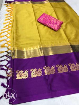 Yellow And Purple Fringe Textile