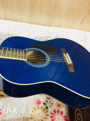Blue Wooden Acoustic Guitar