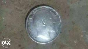 Edward VII King Emperor Round Silver-colored Coin.one rupees