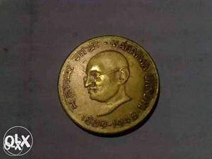 Gold-colored Mahatma Gandhi Coin