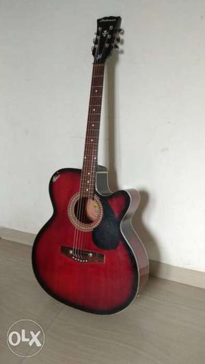 Hobmer Acoustic Guitar wine red color with pick
