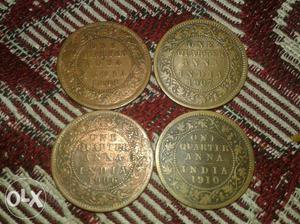 One Quater Anna Set Of 4 Coins