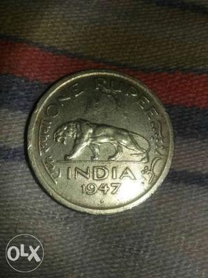  One rupee with lion in its backside