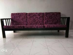 Purple And Black Floral Fabric Sofa