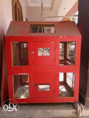 Red Wooden Pet Cage