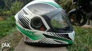 White And Green SMK Full-face Helmet