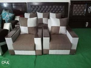 White and brown 5 seater sofa set