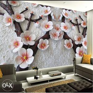 White-and-pink Tree Blossoms Wall Decor