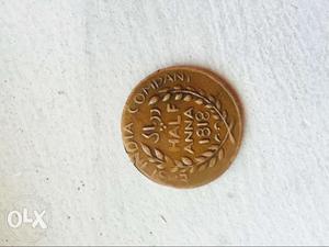 18th century coin, half Anna east india company... Urgent