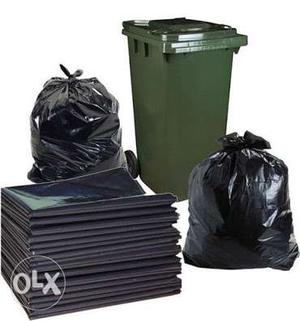 Black Garbage Bag Lot And Green Garbage Bin wholesale only