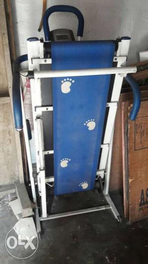 Blue And White Folding Treadmill