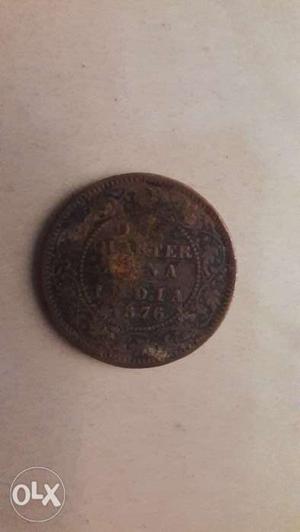 Indias  one quater anna coin