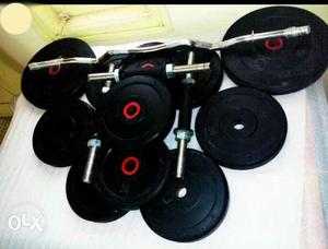 NEW 20kg Gym Set with 3ft curl bar and 2 dumbbell rods,