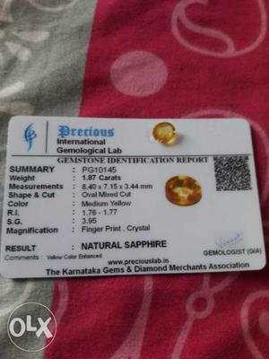 Natural yellow sapphire super quality with