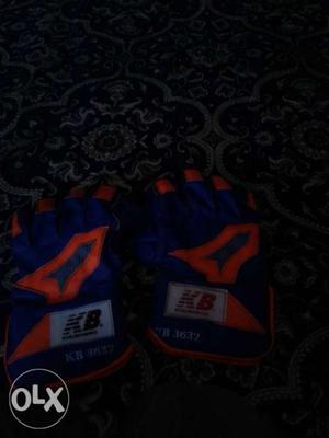 Pair Of Blue-and-orange KB Gloves