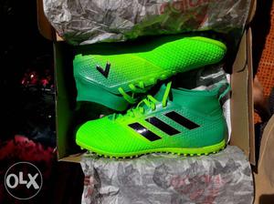 Pair Of Green Adidas Soccer Trainners With Box