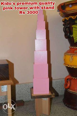 Pink tower, brown stairs, cylinder blocks and