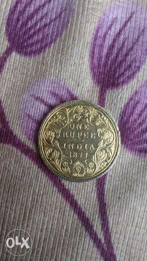 Queen victoria one rupees coin 