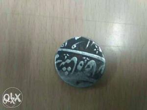 Round Black And Grey Indian Mughal Coin