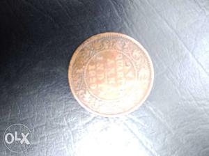 Round Brown 1 Quarter Anna Indian Coin