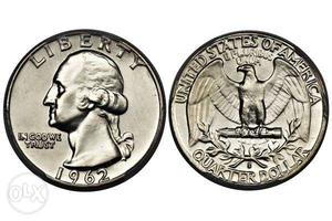  Silver-colored Liberty Quarter Dollar Coin