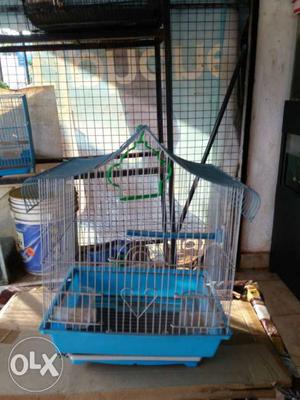 Blue And White Wire Pet Cage