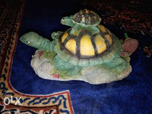 Green And Brown Turtles Ceramic Figurine
