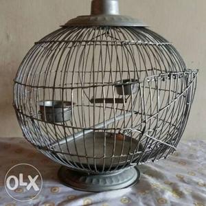 Oval Grey Metal Birdcage