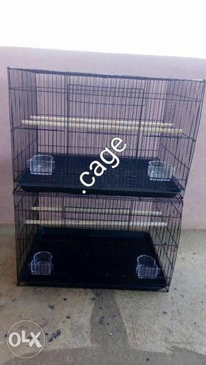 Two Black Collapsible Pet Crates