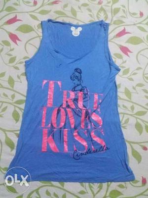Blue True Loves Kiss Cinderella Print Scoop-neck Tank Dress