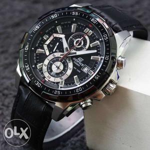 Casio Edifice Black Leather Watch